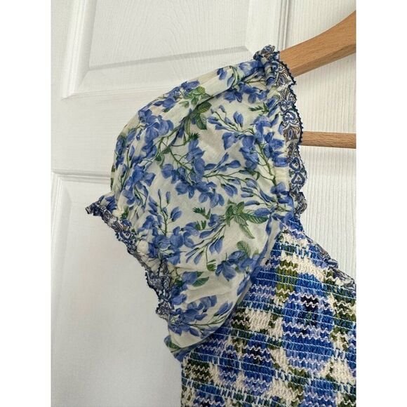 Alice + Olivia Rosalyn Maxi Dress Size 6 Blue White Boho - Picture 9 of 11